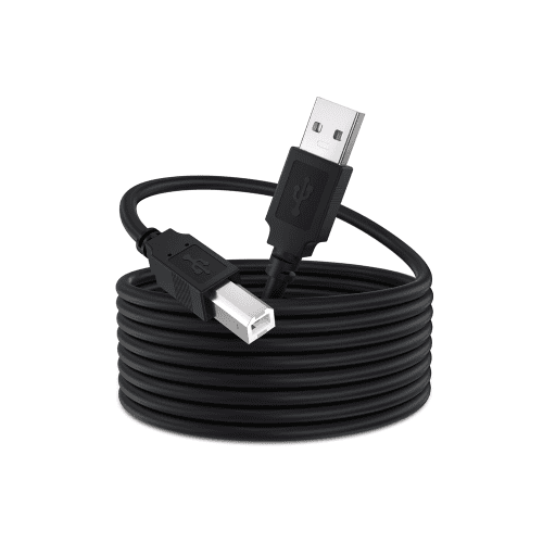 High-speed USB 2.0 cable connecting a computer to a printer, scanner, or fax machine.