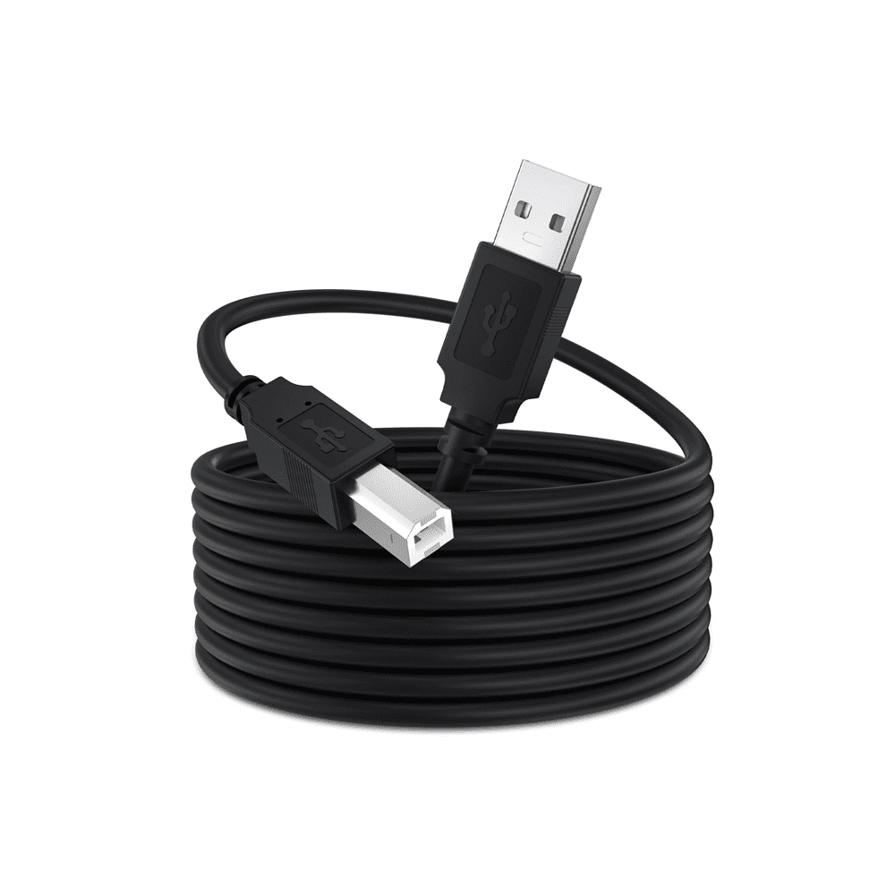 High-speed USB 2.0 cable connecting a computer to a printer, scanner, or fax machine.