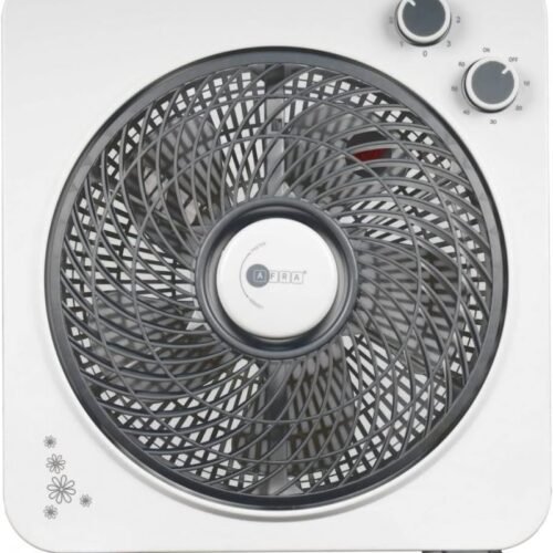 AFRA Electric Box Fan, 45W, 5 Blades, 3 Speeds, Portable, White, AF-1045WT, 2-Year Warranty