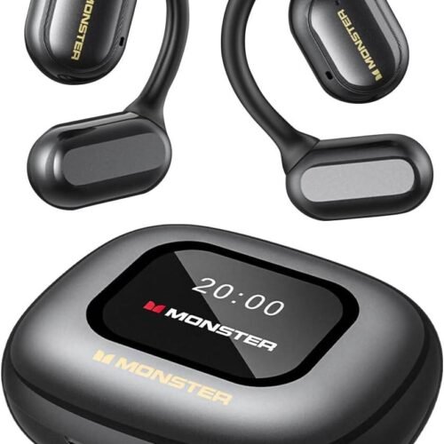 Monster Open Touch Pro 100 Earbud, 16.2mm Large Driver, ENC Noise Cancellation, LED Full-Color Smart Screen, Independent MP3 Mode, Bluetooth 5.4, IPX5 Waterproof, Black | PRO100