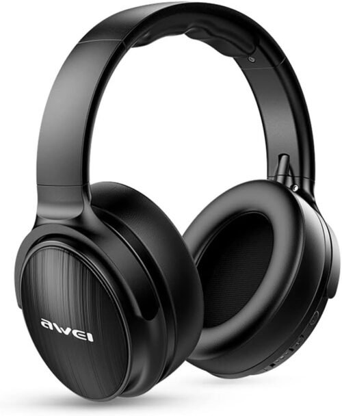 AWEI A780BL Wireless Bluetooth Headphones – Black | IPX5 Waterproof Over-Ear Headset with 40mm HiFi Bass Drivers | Foldable Design with Mic & TF Card Support | 15H Playtime & 3.5mm AUX Wired Mode